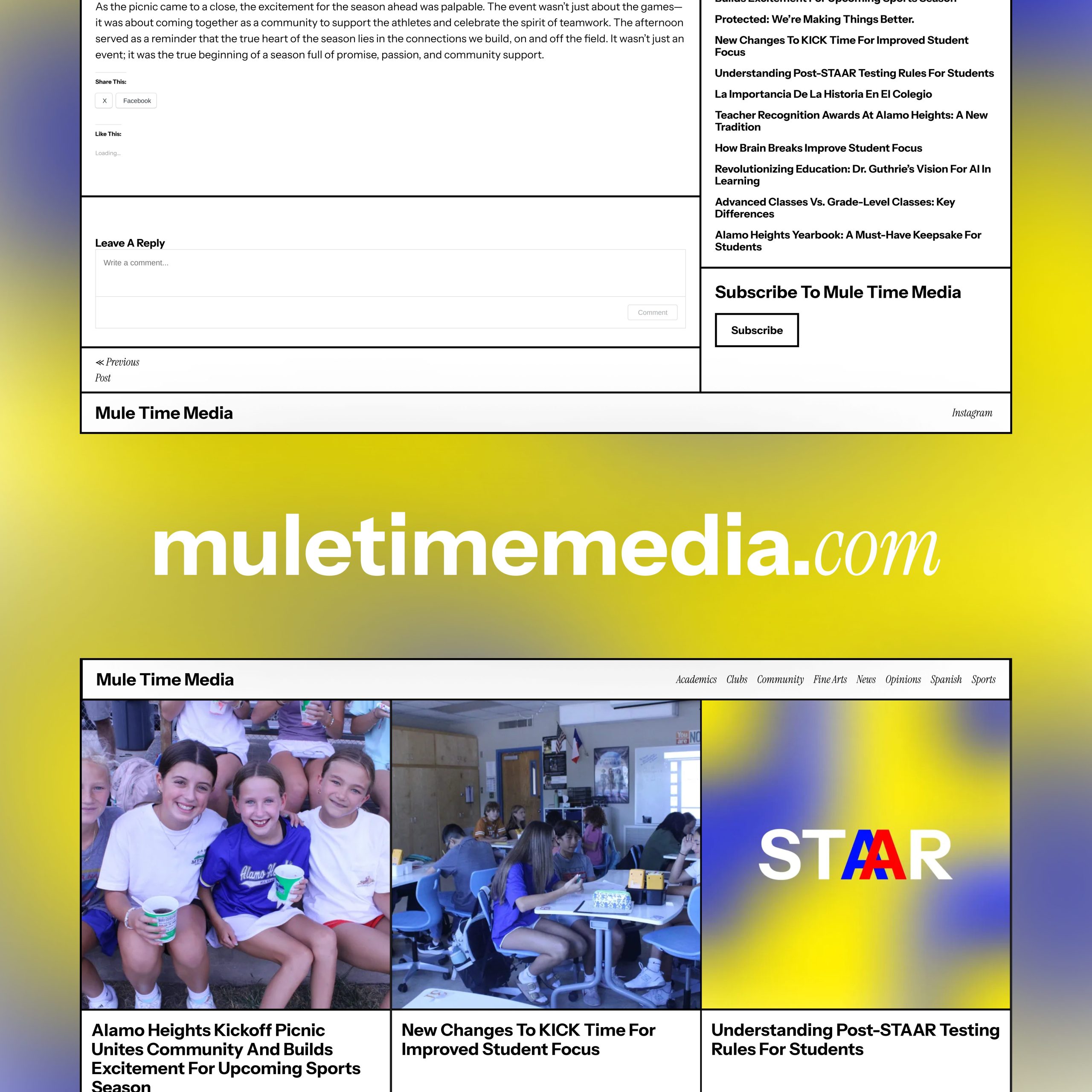 Changes to The Mule Time Media Website